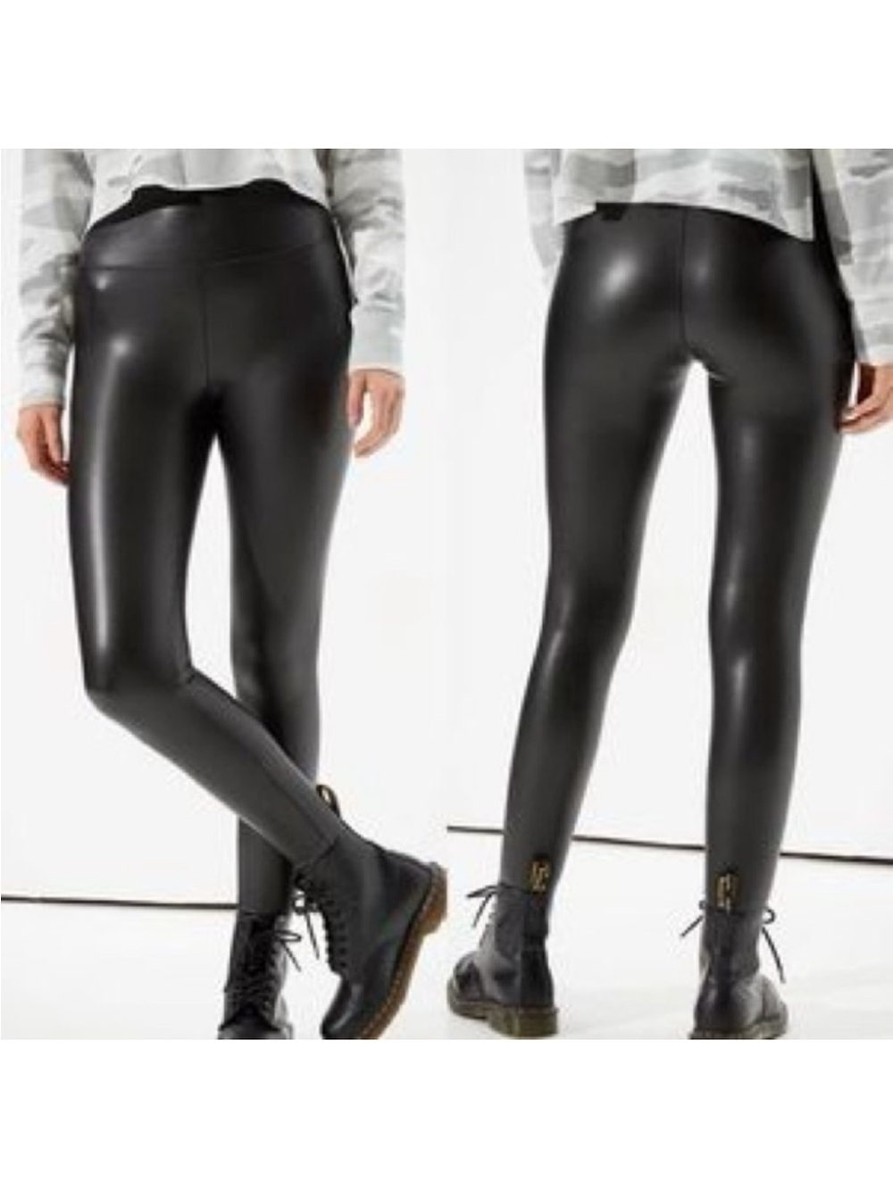 American Eagle Black Faux Leather Leggings Size Medium NWT